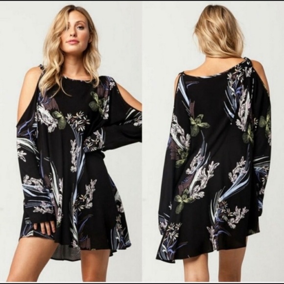 Free People Clear Skies Tie Cold Shoulder Tunic or Dress, M - Picture 3 of 16